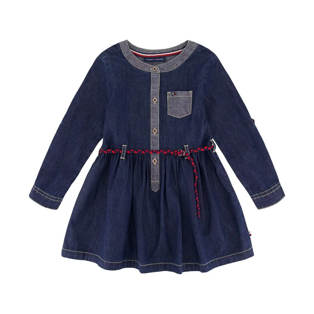 商品Tommy Hilfiger|Little Girls 1 Piece Mandarin Collar Denim Shirt Dress,价格¥167,第1张图片