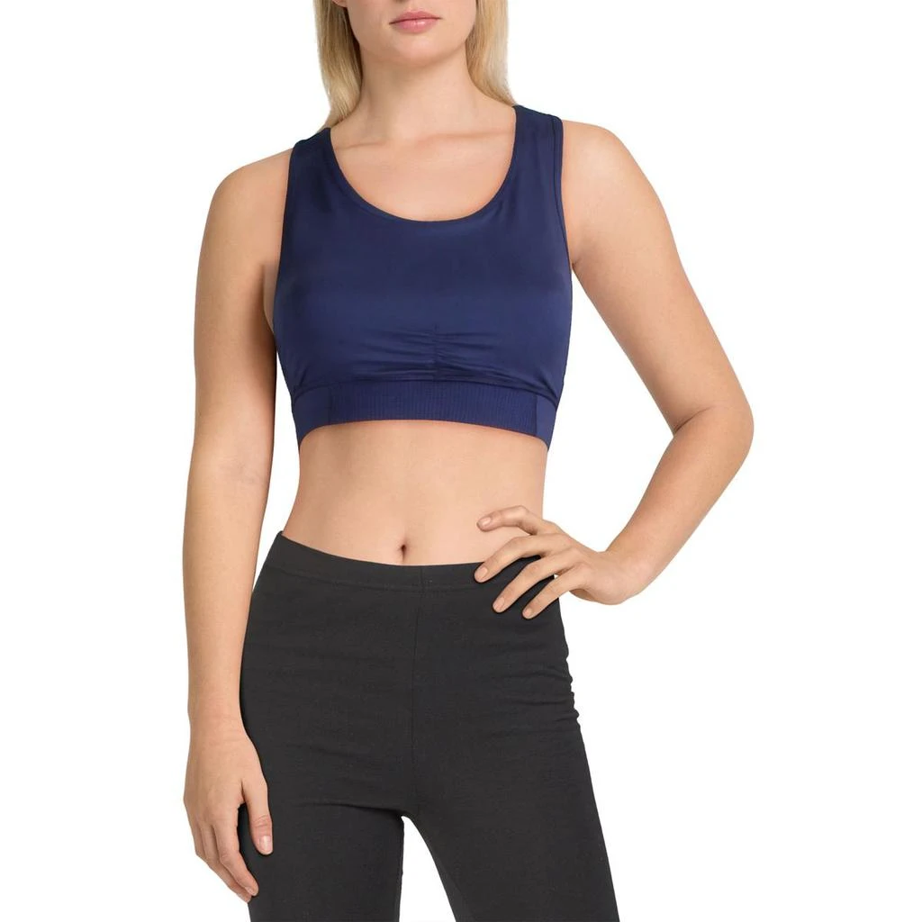 商品Splendid|Splendid Women's Ruched Cut Out High Neck Yoga Activewear Sports Bra,价格¥39,第1张图片