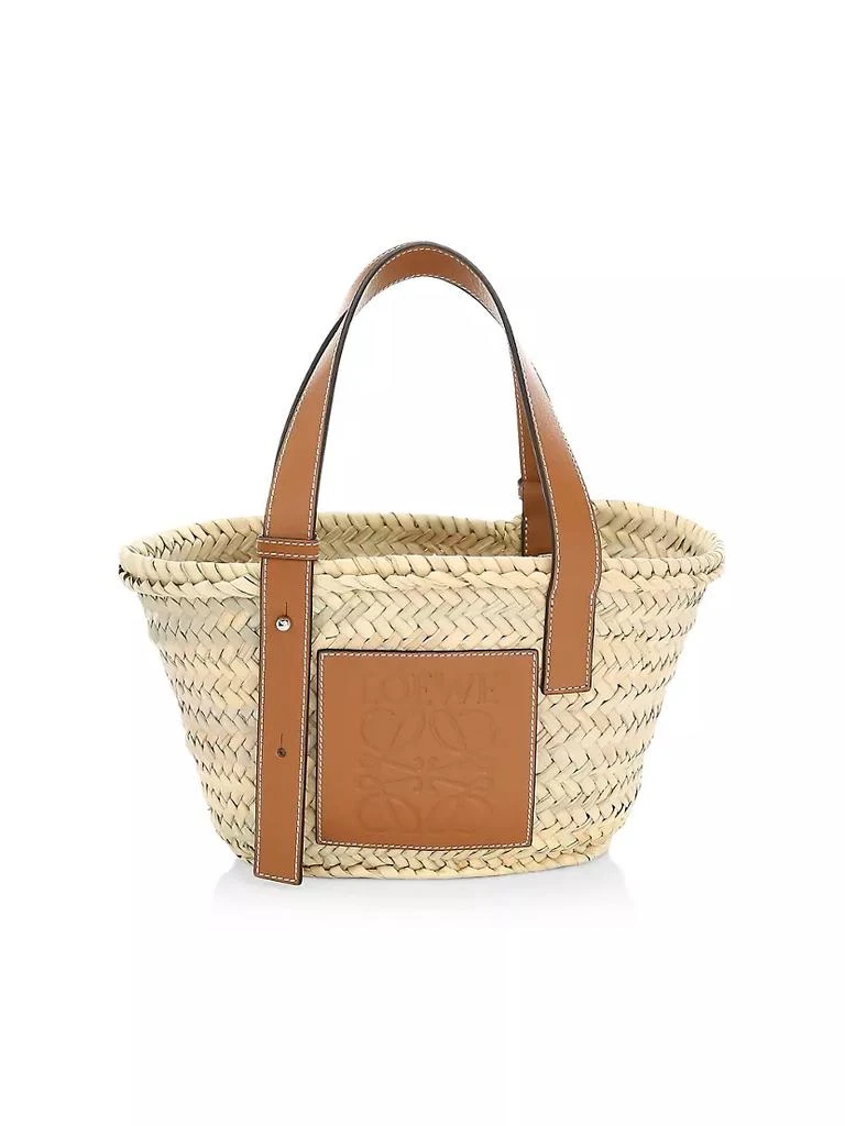 商品Loewe|Small Leather-Trimmed Woven Basket Bag,价格¥4338,第1张图片