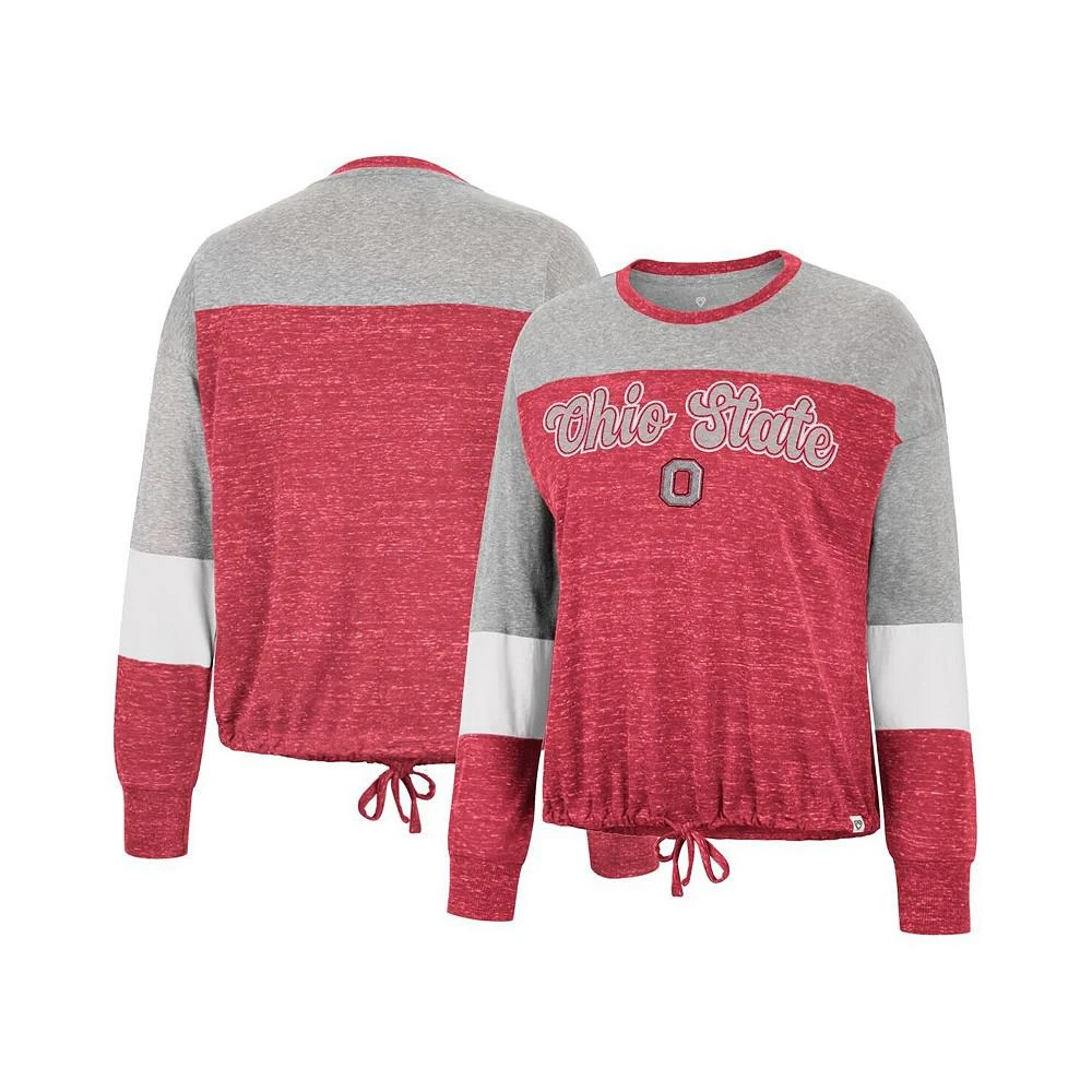 商品Colosseum|Women's Scarlet Ohio State Buckeyes Joanna Tie Front Long Sleeve T-shirt,价格¥226,第1张图片