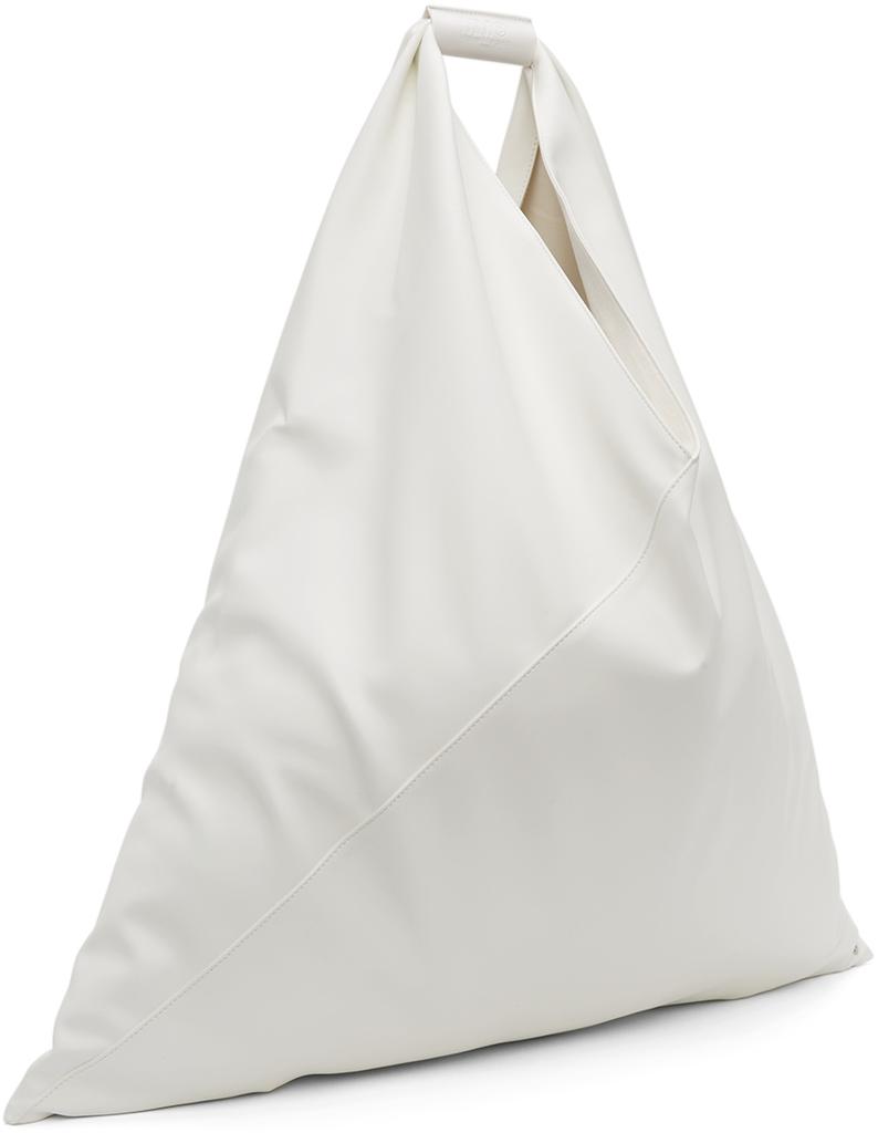 SSENSE Exclusive White XXL Faux-Leather Triangle Tote商品第2张图片规格展示