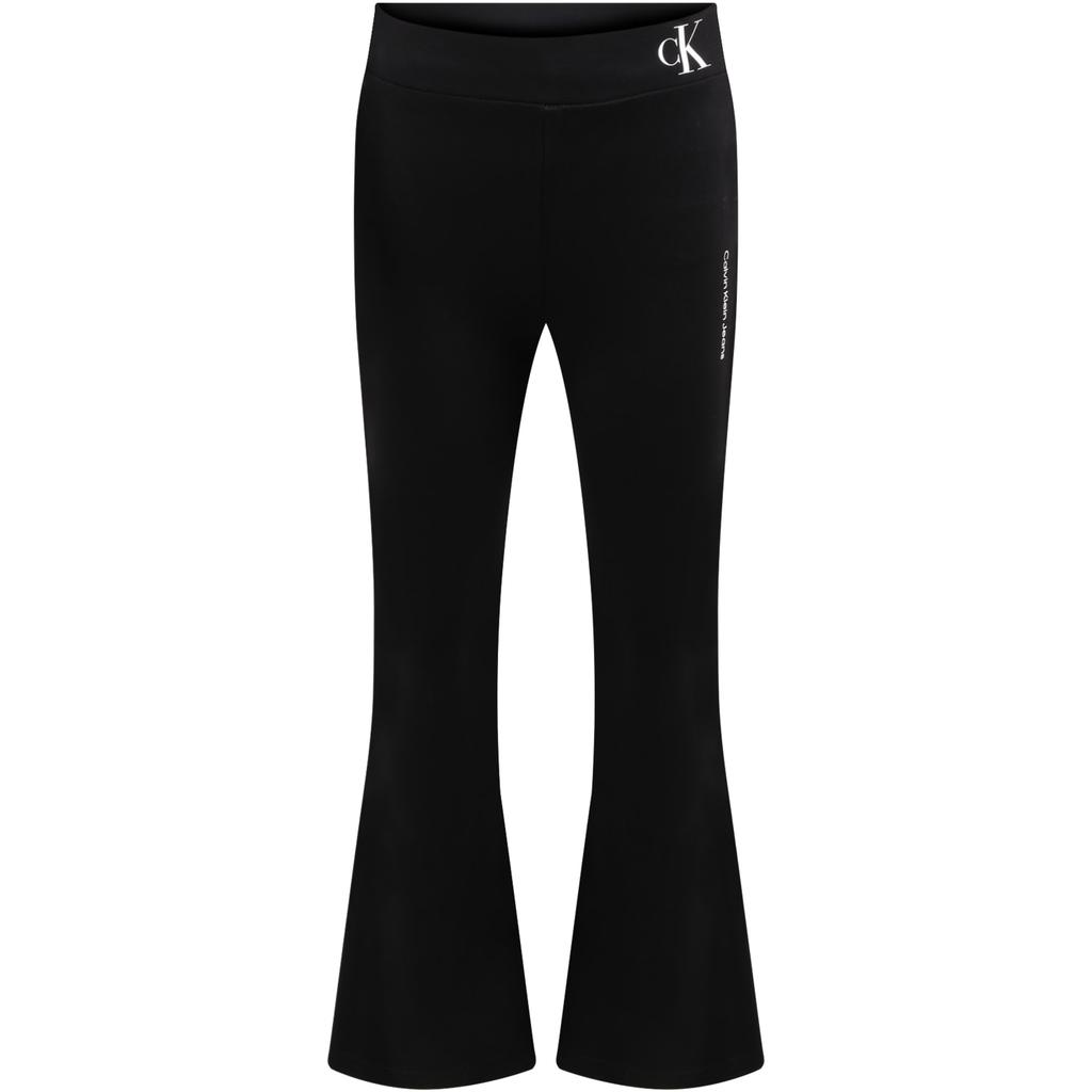 Calvin Klein Jeans Black Leggings Pour Fille Avec Logo Blanc商品第1张图片规格展示