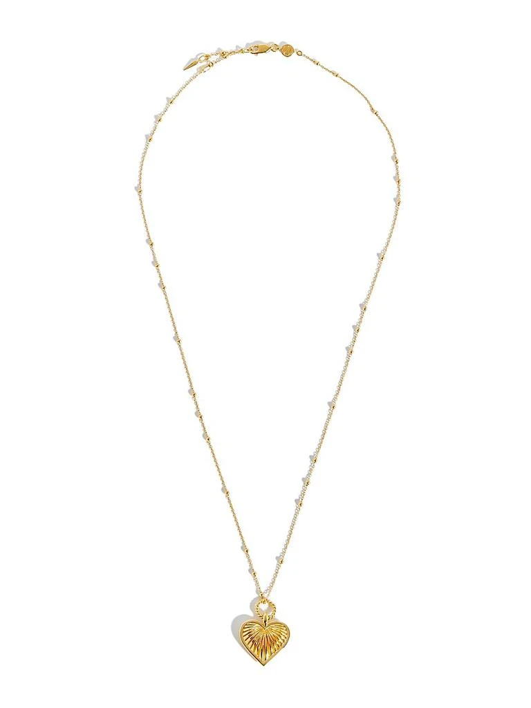 商品Missoma|18K Gold-Plated Ridged Heart Pendant Necklace,价格¥1666,第2张图片详细描述