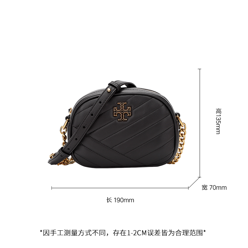 托里·伯奇 TORY BURCH 奢侈品TB女包Kira衍缝皮黑色羊皮单肩斜挎包相机包小号礼物送女友60227-001商品第2张图片规格展示