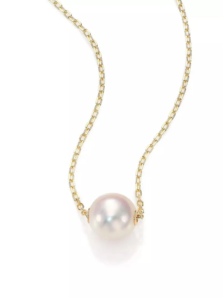 商品Mikimoto|8MM White Cultured Akoya Pearl & 18K Yellow Gold Pendant Necklace,价格¥11991,第1张图片