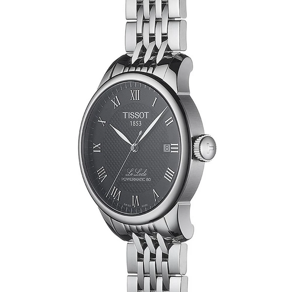 商品Tissot|Men's Swiss T-Classic Le Locle Powermatic 80 Gray Stainless Steel Bracelet Watch 39.3mm,价格¥5065,第4张图片详细描述