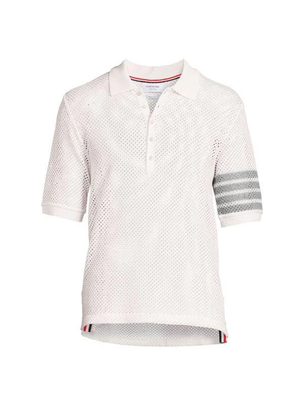 商品Thom Browne|Open Knit Cashmere Blend Polo,价格¥4387,第3张图片详细描述