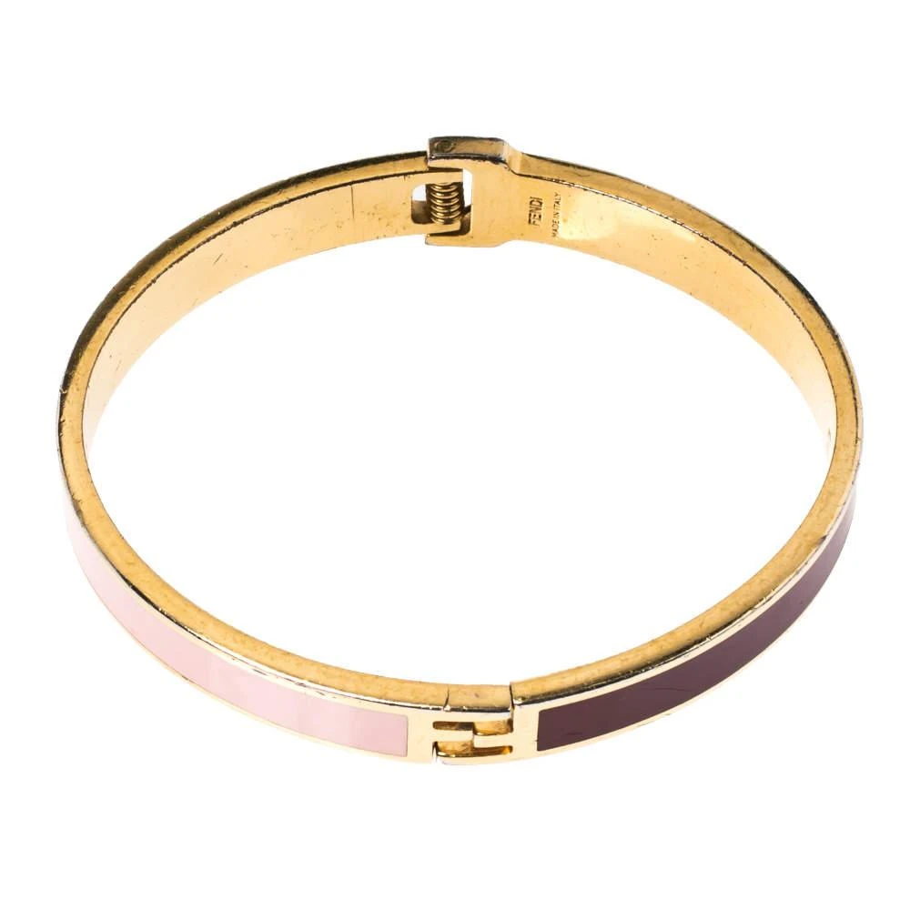 商品[二手商品] Fendi|Fendi The Fendista Multicolor Enamel Gold Tone Bracelet S,价格¥1011,第3张图片详细描述