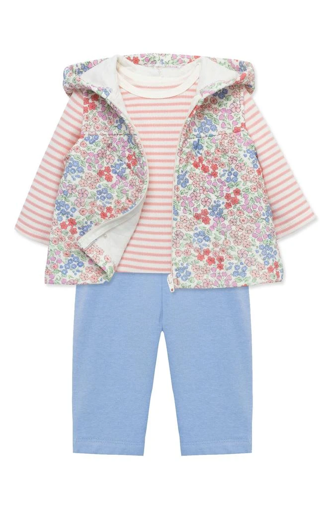 商品Little Me|Floral Print Vest, Stripe Bodysuit & Leggings Set,价格¥124,第4张图片详细描述