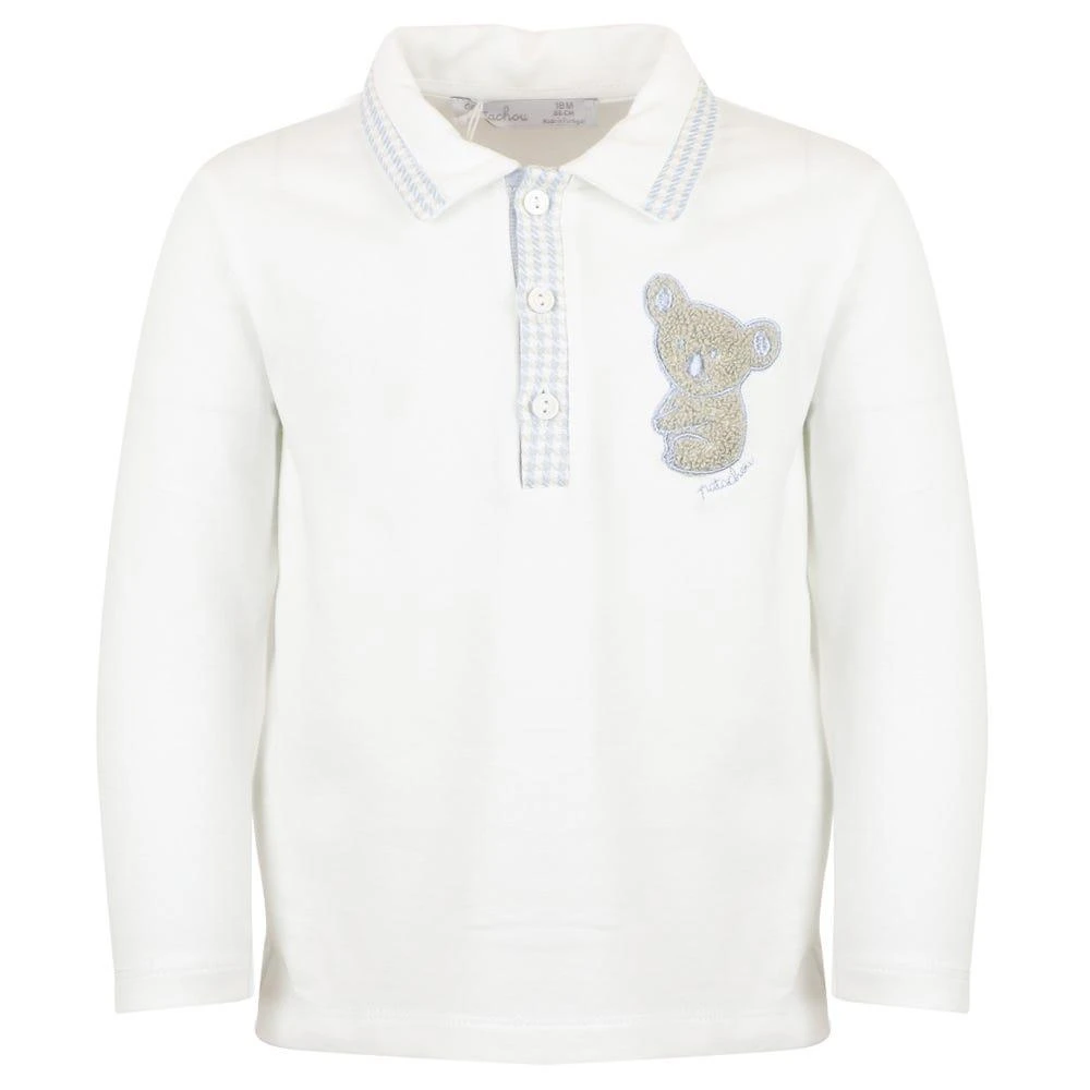 商品Patachou|White & Blue Koala Motif Polo Shirt & Check Shorts Set,价格¥231,第1张图片