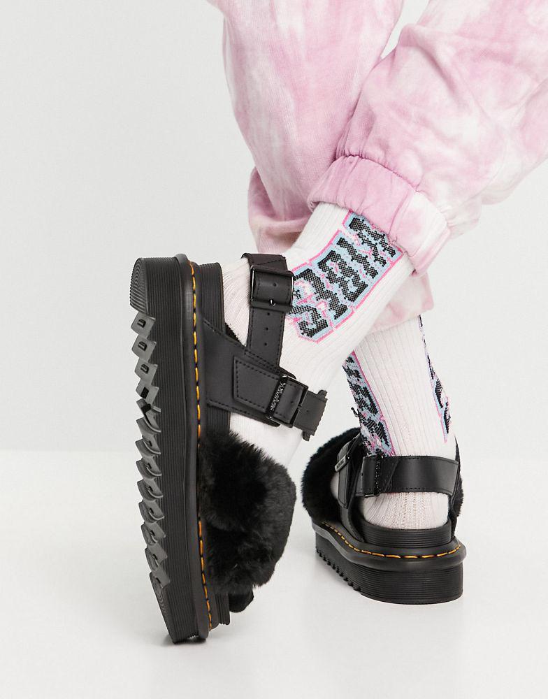 Dr Martens Voss II Fluffy sandals in black商品第3张图片规格展示