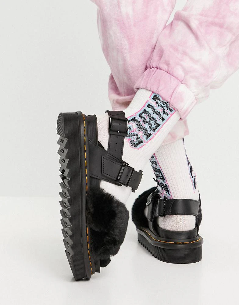 商品Dr. Martens|Dr Martens Voss II Fluffy sandals in black,价格¥481,第3张图片详细描述