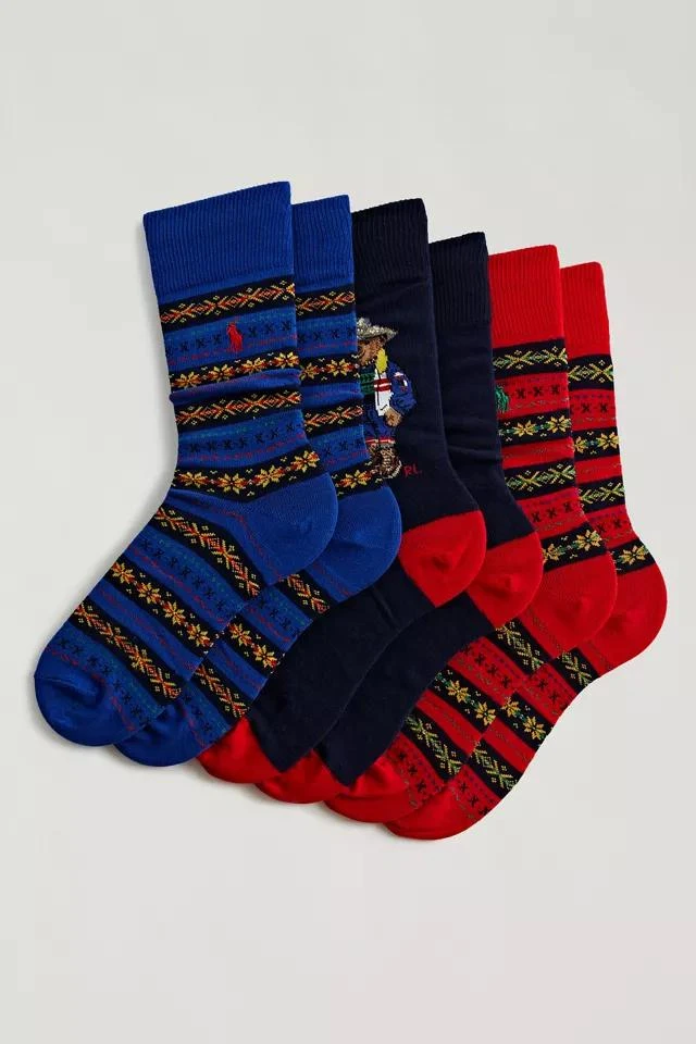 商品Ralph Lauren|Polo Ralph Lauren Fair Isle Bear Sock 3-Pack,价格¥318,第2张图片详细描述