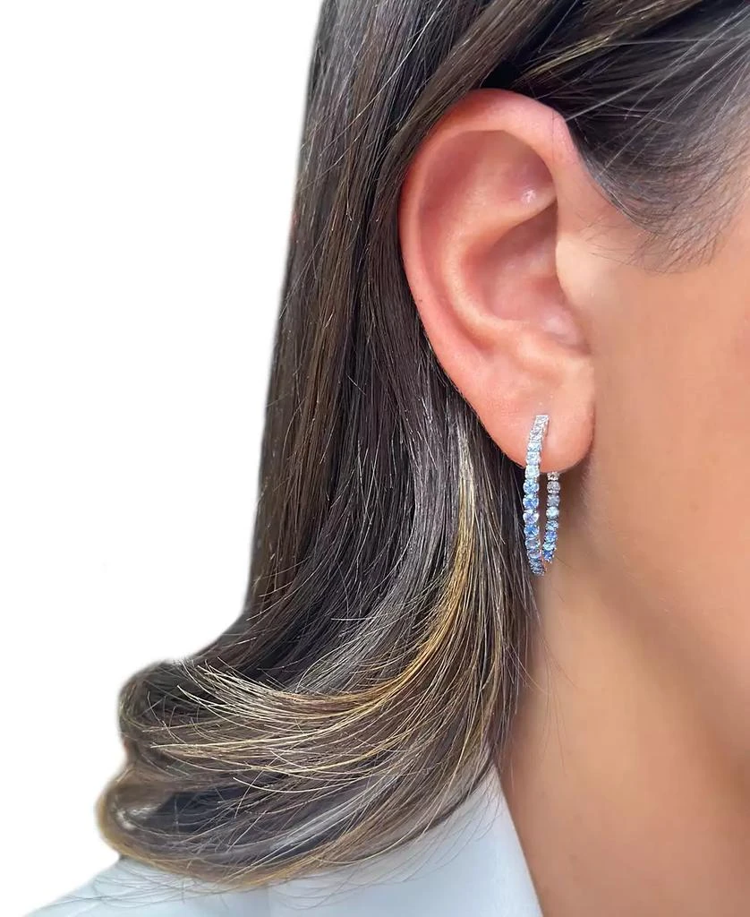 商品Le Vian|Small Denim Ombré (1-3/4 ct. t.w.) & White Sapphire (3/8 ct. t.w.) Hoop Earrings in 14k White Gold, 1.02",价格¥18506,第2张图片详细描述