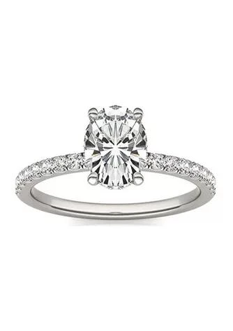 商品Charles & Colvard|Colvard Charles Colvard 1.78 Ct. T.w. Lab Created Oval Moissanite Hidden Halo Engagement Ring In 14K Gold,价格¥8497,第1张图片