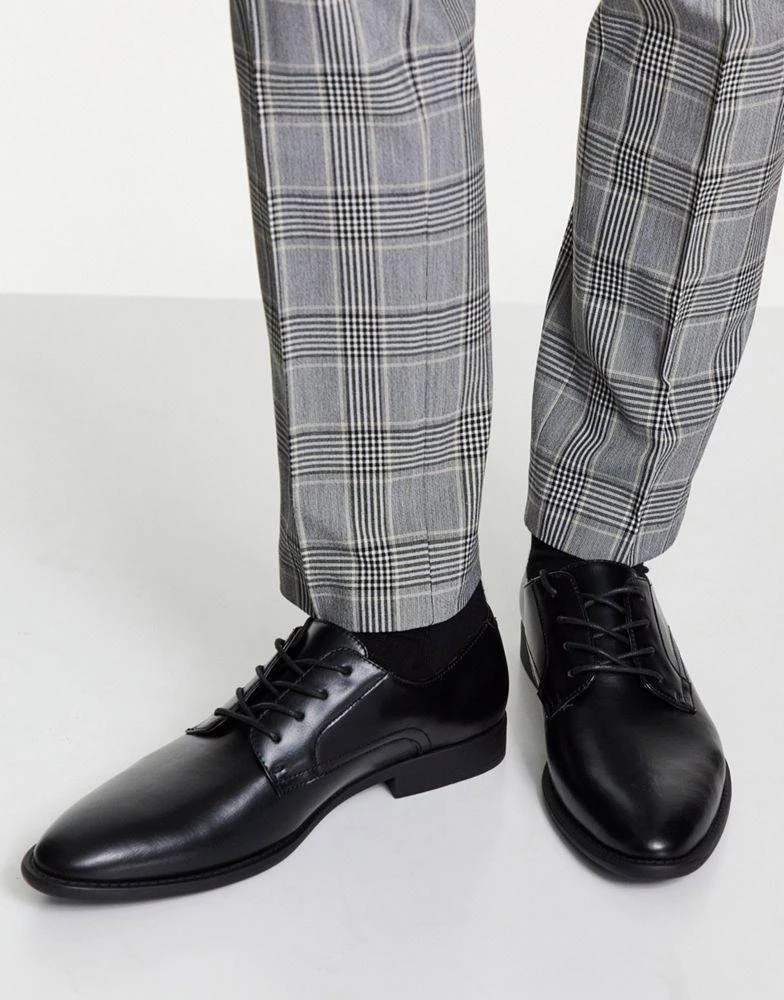 商品ASOS|ASOS DESIGN derby shoes in black faux leather,价格¥173,第3张图片详细描述