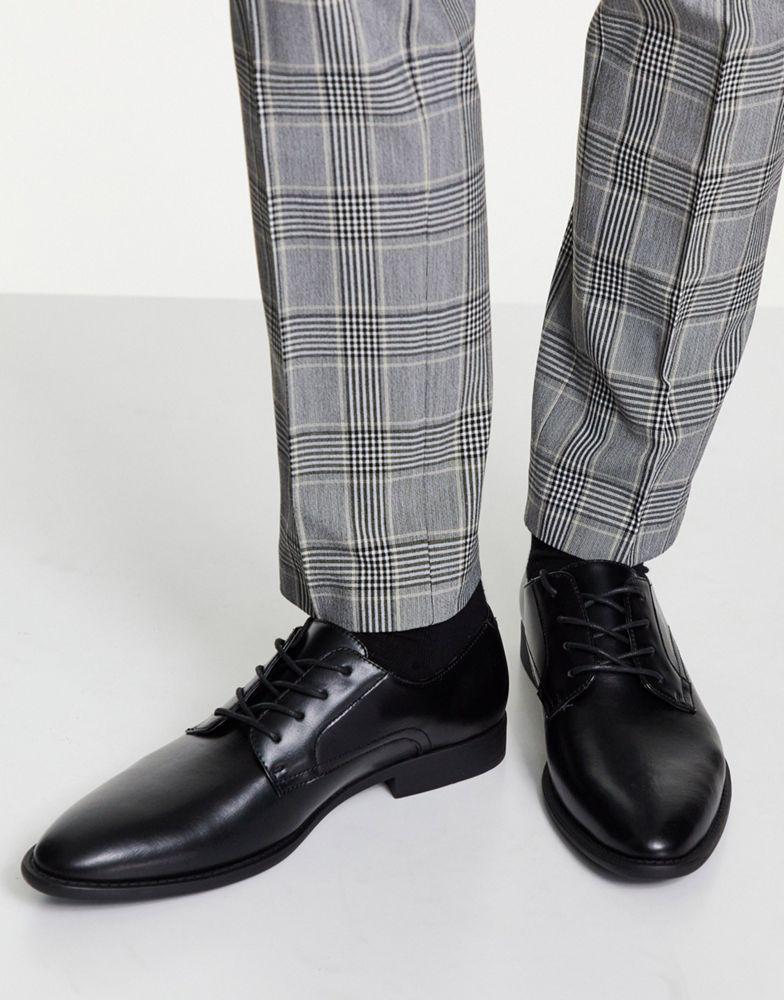 商品ASOS|ASOS DESIGN derby shoes in black faux leather,价格¥203,第5张图片详细描述