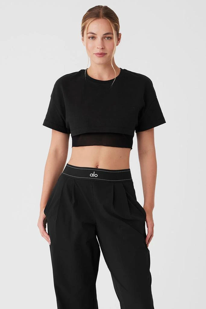 商品Alo|Made You Look Cropped Short Sleeve Tee - Black,价格¥416,第1张图片