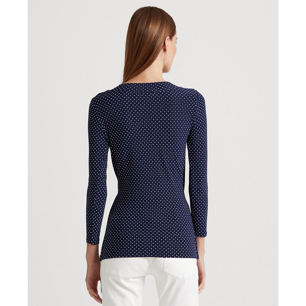 商品Ralph Lauren|Women's Polka-Dot Stretch Jersey Surplice Top,价格¥731,第4张图片详细描述