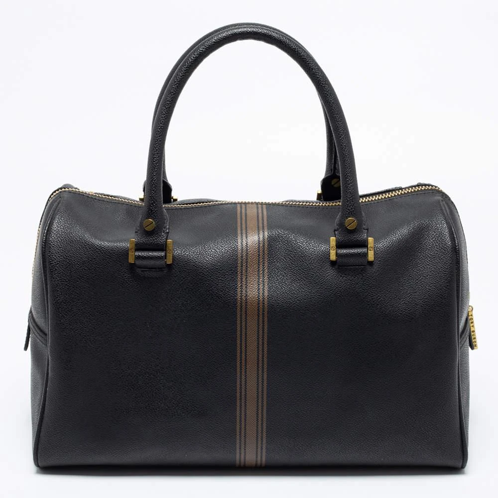 商品[二手商品] Tory Burch|Tory Burch Black Leather Striped Boston Bag,价格¥1773,第4张图片详细描述