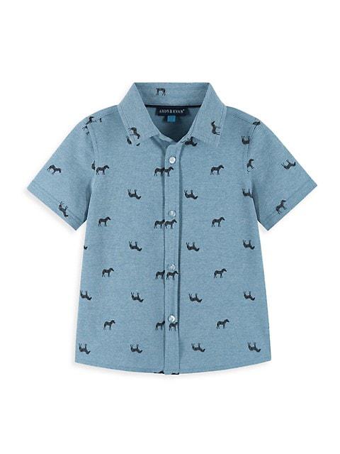 Little Boy's 2-Piece Zebra Button-Up Shirt & Shorts Set商品第3张图片规格展示
