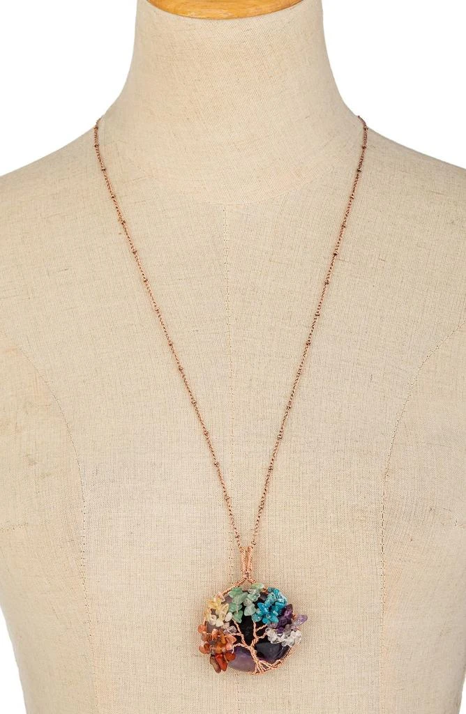 商品EYE CANDY LOS ANGELES|Tree of Life Agate Stone Pendant Necklace,价格¥208,第3张图片详细描述