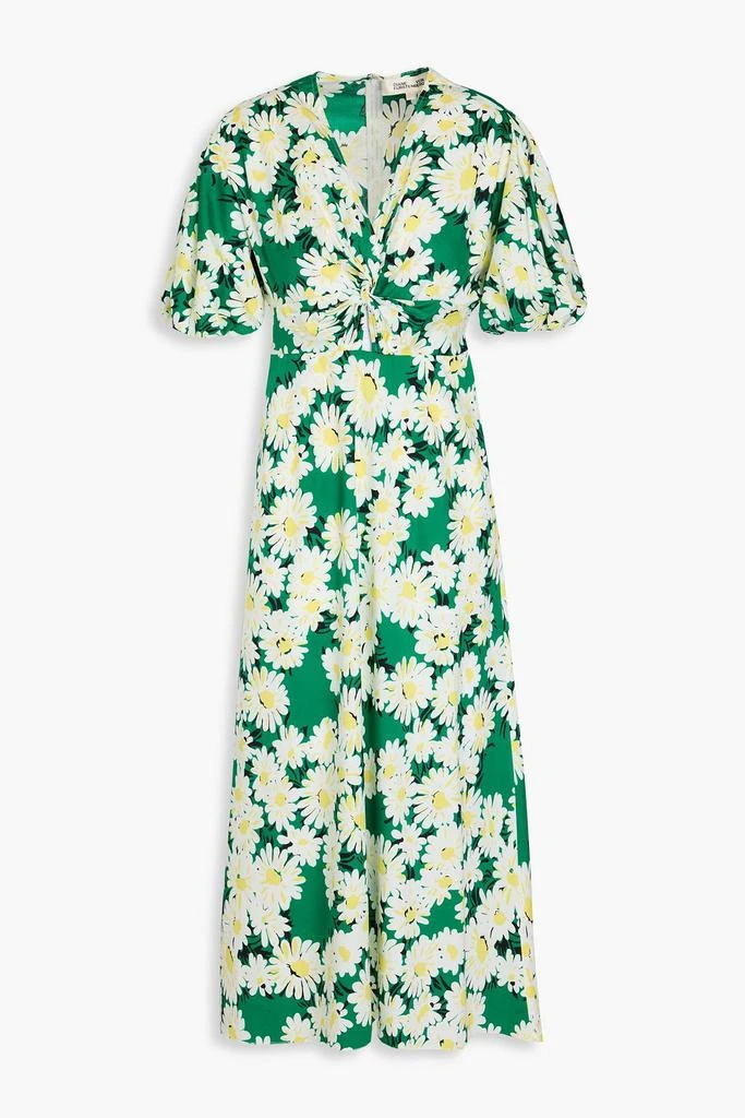 商品Diane von Furstenberg|Majorie twisted floral-print cotton-blend poplin midi dress,价格¥748,第1张图片
