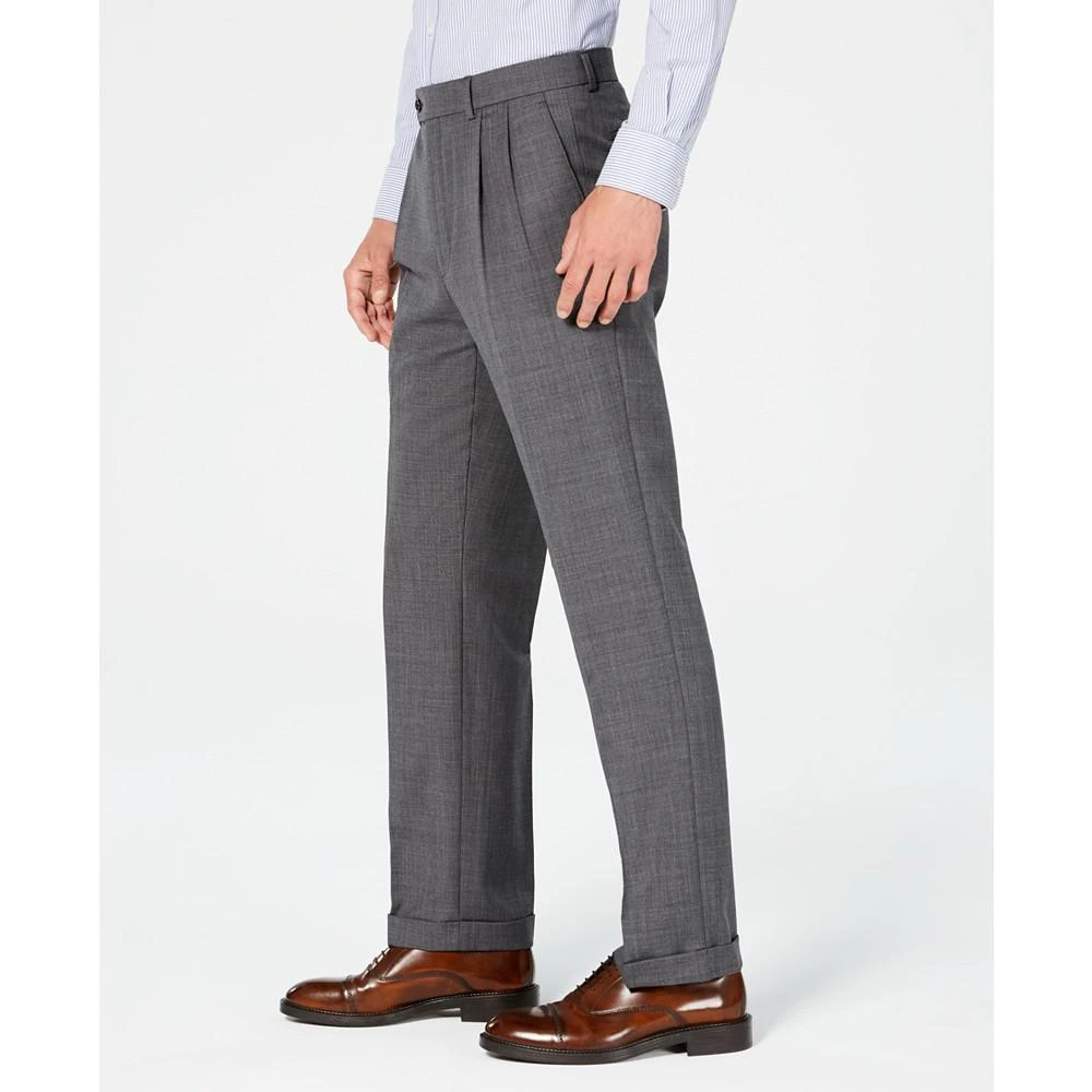 Men's Classic-Fit UltraFlex Stretch Gray Sharkskin Pleated Suit Pants 商品