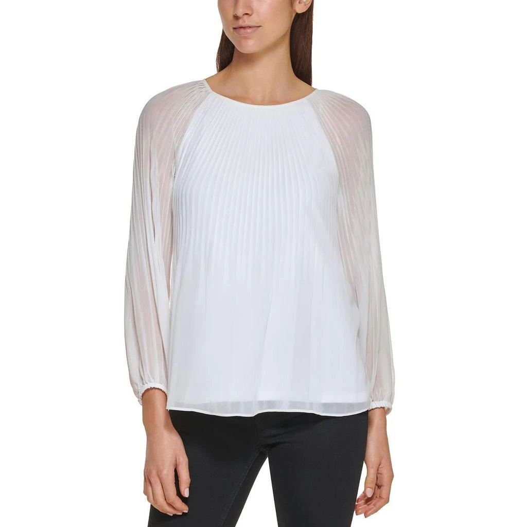 商品Calvin Klein|Calvin Klein Womens Chiffon Gathered Neck Pullover Top,价格¥92,第1张图片