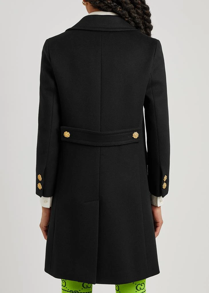 商品Gucci|Black logo-embroidered wool coat,价格¥24771,第3张图片详细描述