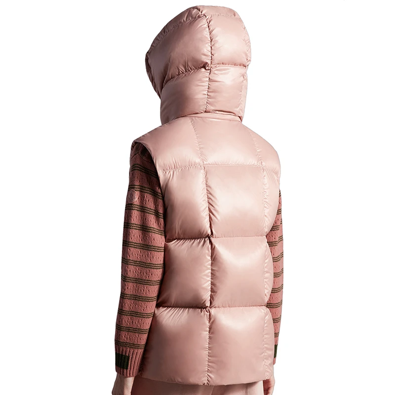 Moncler/蒙克莱 22年秋冬新款 Luzule系列 女士浅粉色漆面尼龙羽绒服马甲H20931A000646895053A 商品