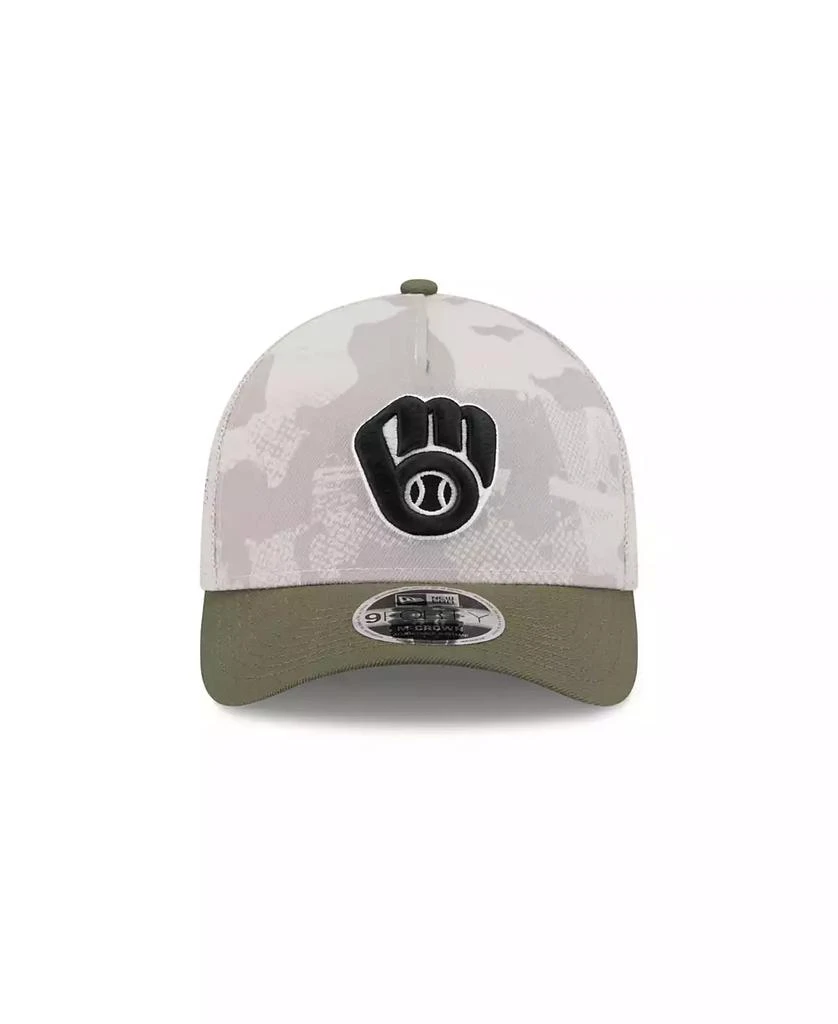 商品New Era|Men's Light Beige/Olive Milwaukee Brewers 2025 Armed Forces Day 9FORTY M-Crown A-Frame Adjustable Hat,价格¥268,第2张图片详细描述
