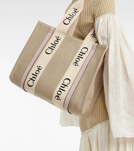 商品Chloé|Woody M号帆布托特包,价格¥10507,第2张图片详细描述
