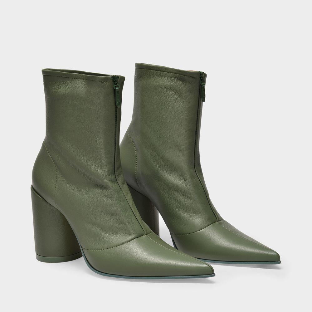 商品MAISON MARGIELA|High-heeled Boots in Green Leather,价格¥5299,第4张图片详细描述