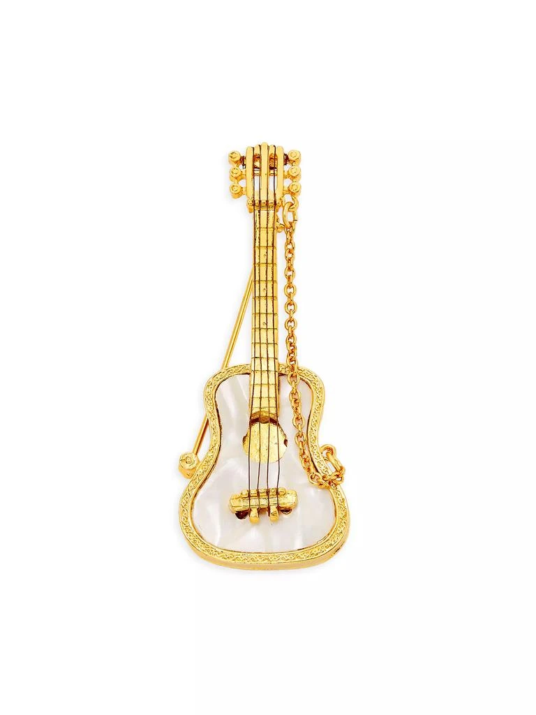 商品Kenneth Jay Lane|22K-Gold-Plated & Mother-Of-Pearl Guitar Brooch,价格¥1312,第1张图片