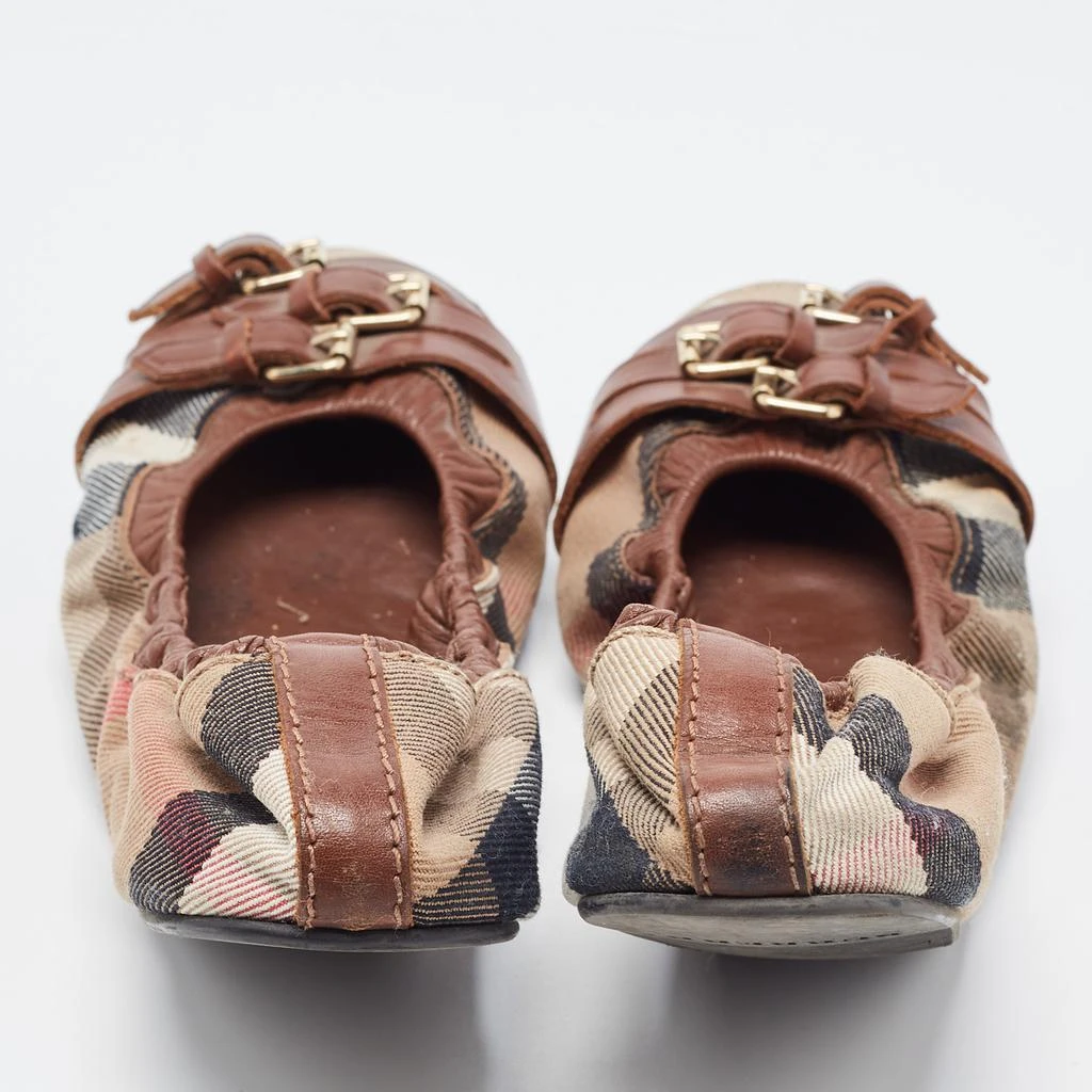 商品[二手商品] Burberry|Burberry Tricolor Leather and House Check Canvas Buckle Detail Scrunch Ballet Flats Size 38,价格¥2341,第5张图片详细描述