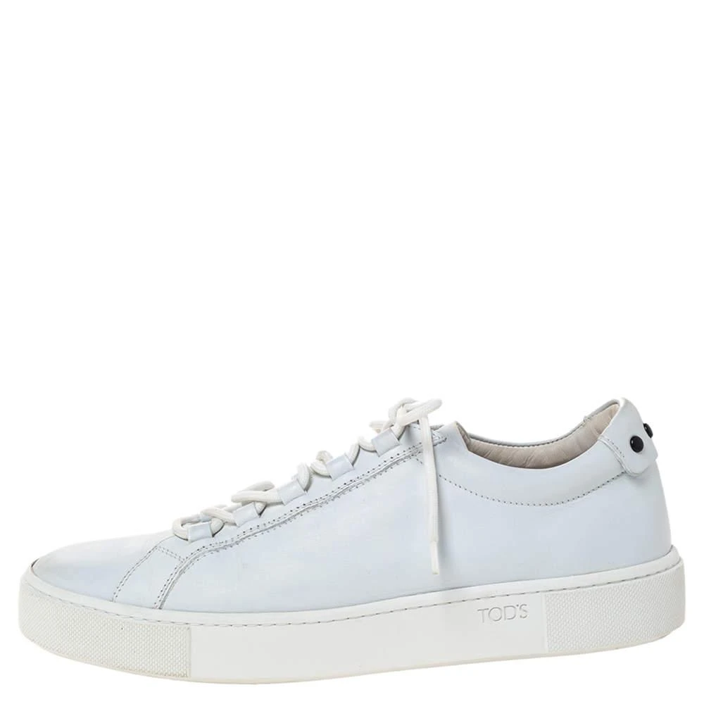 商品[二手商品] Tod's|Tod's White Leather Low Top Lace Up Sneakers Size 39.5,价格¥1536,第2张图片详细描述