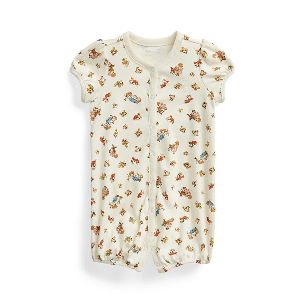 商品Ralph Lauren|Baby Girls Polo Bear Cotton Bubble Shortall,价格¥260,第1张图片