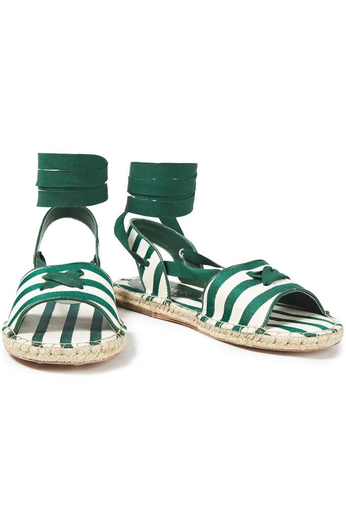 商品Zimmermann|Lace-up striped cotton-canvas espadrille sandals,价格¥741,第2张图片详细描述