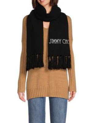 商品Jimmy Choo|Fringed Logo Wool Scarf,价格¥2628,第1张图片