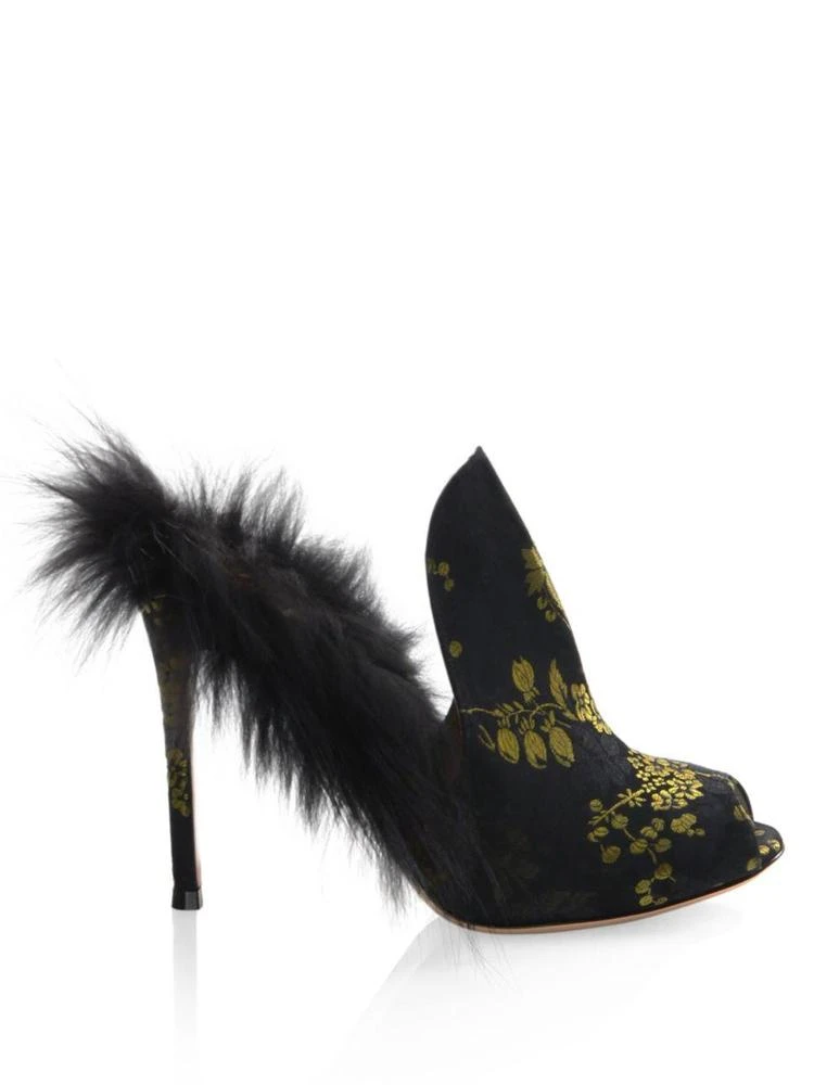 商品Gianvito Rossi|Fox Fur & Satin Peep 穆勒鞋,价格¥3731,第5张图片详细描述