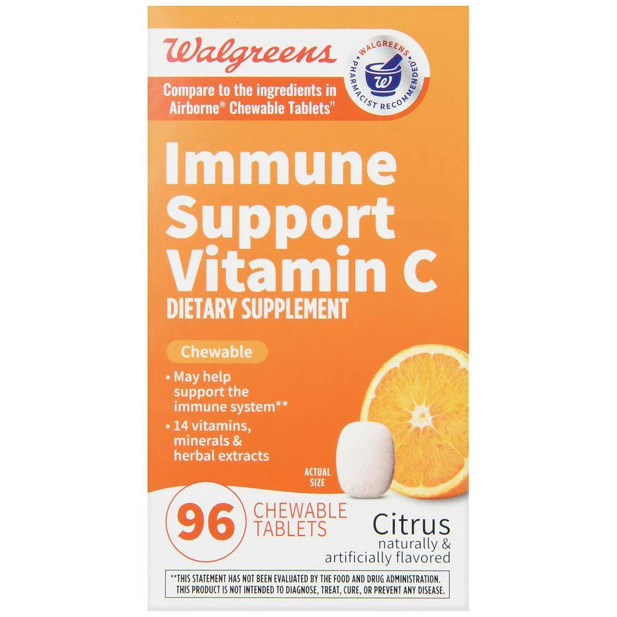 商品Walgreens|Immune Support Vitamin C Chewable Tablets Citrus,价格¥148,第2张图片详细描述