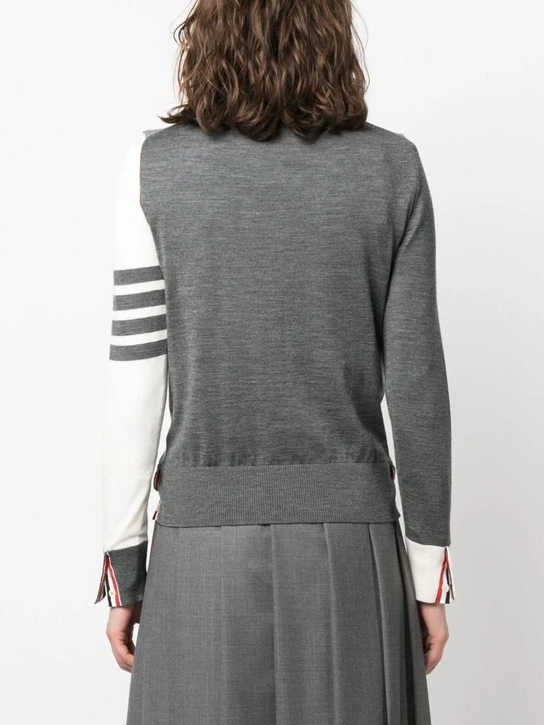 商品Thom Browne|THOM BROWNE WOMEN FUN MIX RELAXED FIT CREW NECK PULLOVER IN FINE MERINO WOOL W/ 4 BAR STRIPE,价格¥7531,第2张图片详细描述