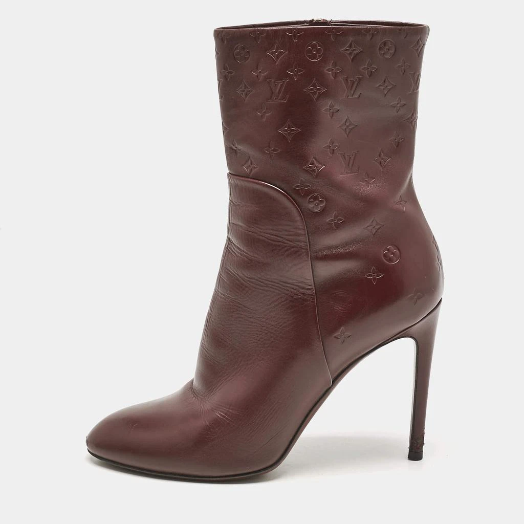 商品[二手商品] Louis Vuitton|Louis Vuitton Burgundy Monogram Leather Ankle Boots Size 38,价格¥5034,第1张图片