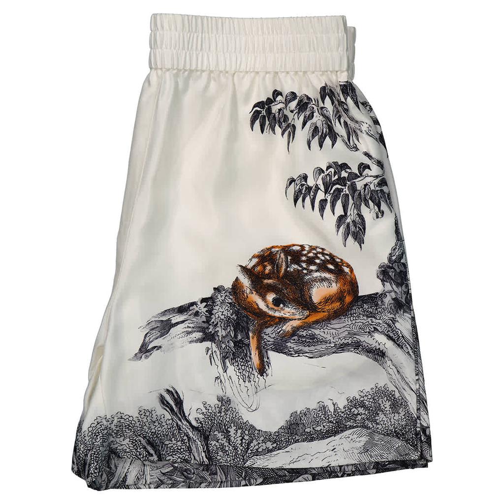 Ladies Deer Sketch Print Mulberry Silk Shorts商品第3张图片规格展示