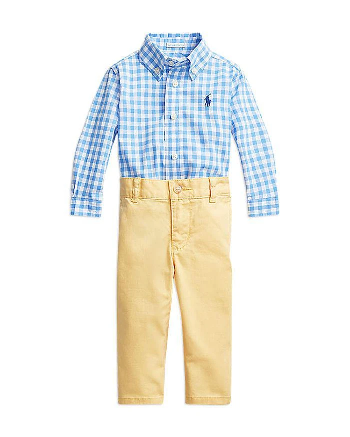 商品Ralph Lauren|Boys' Gingham Poplin Shirt & Chino Pants Set - Baby,价格¥393,第1张图片