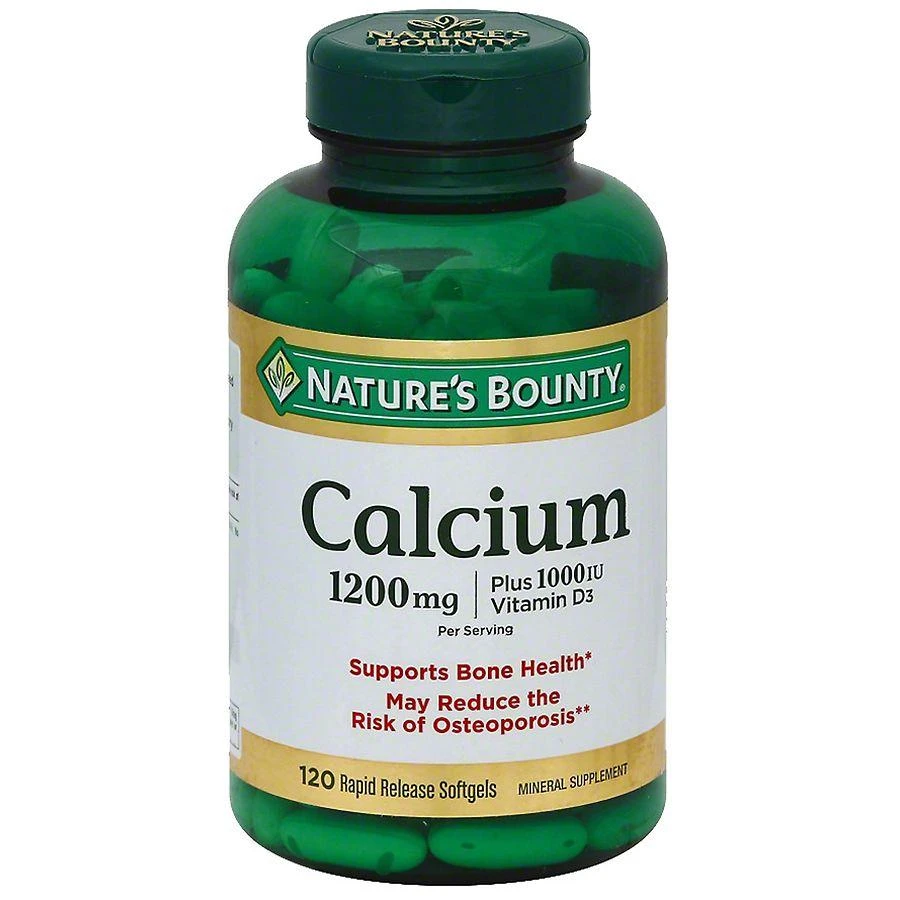 商品Nature's Bounty|Calcium 1200 mg plus Vitamin D3 1000 IU Dietary Supplement Softgels,价格¥184,第1张图片