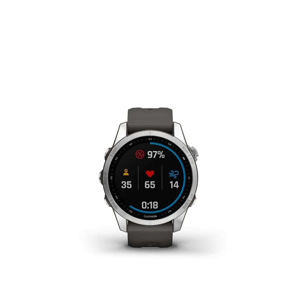 商品Garmin|Unisex Fenix 7S Silver-tone with Graphite Silicone Band Smart Watch 42mm,价格¥5300,第1张图片