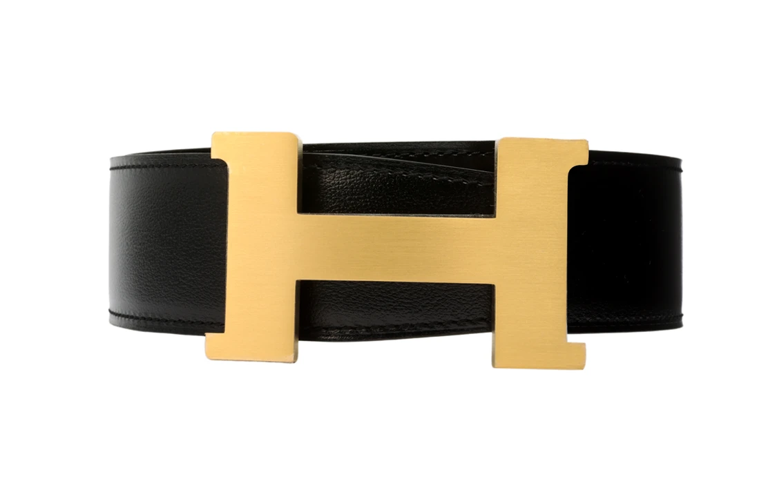 商品[国内直发] Hermes|爱马仕 经典H标志 磨砂浅金色扣 Togo小牛皮双面皮腰带 牛皮 皮带 男款 黑色/锡器灰 宽3.8cm,价格¥8052,第5张图片详细描述