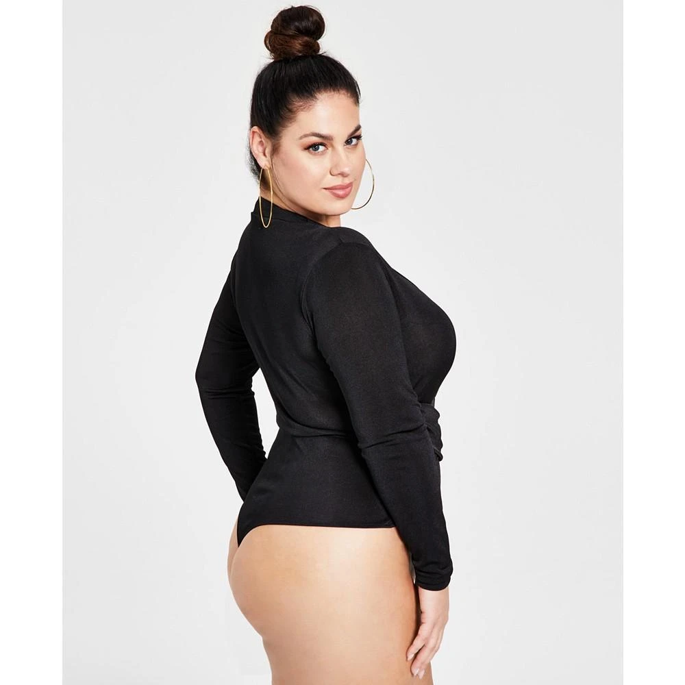 商品Nina Parker|Trendy Plus Size Crossover Bodysuit,价格¥107,第2张图片详细描述
